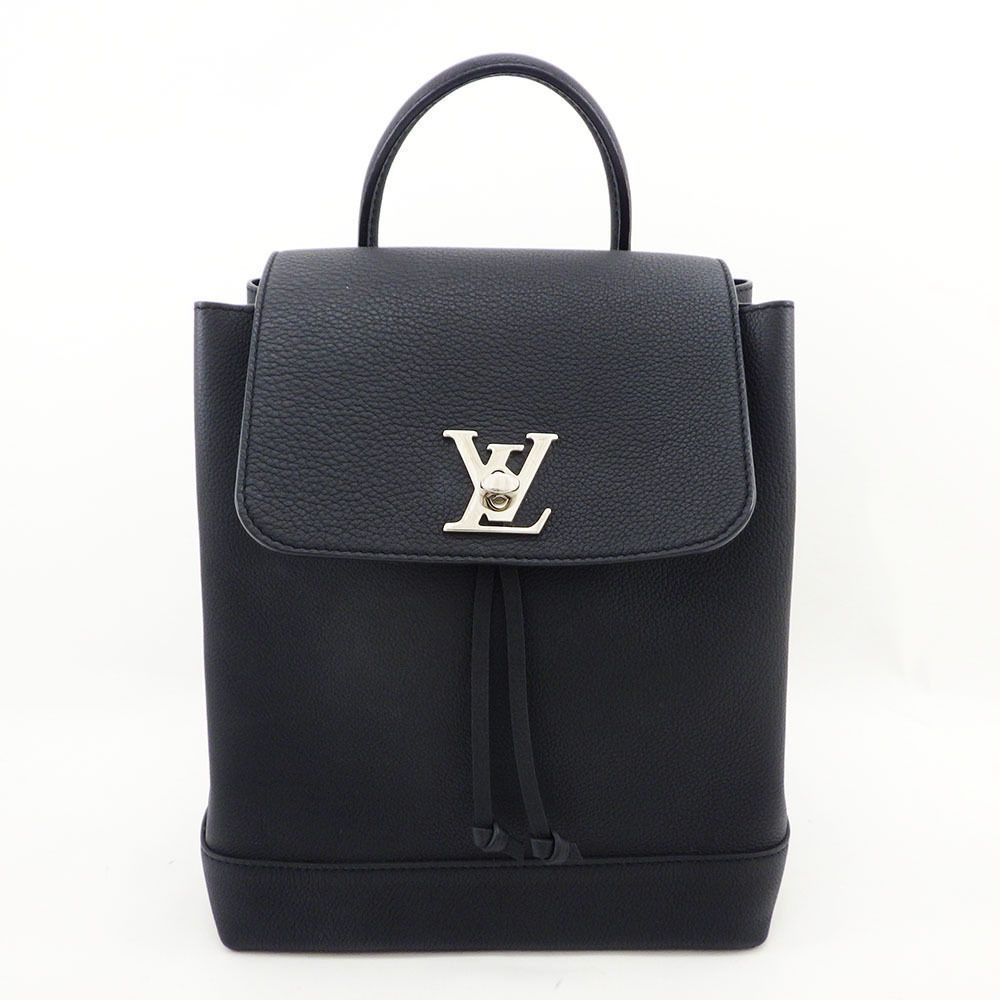 Louis Vuitton LockMe Backpack Taurillon Leather LV Logo Twist Lock Black